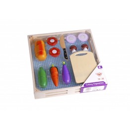 Ξύλινα Λαχανικά με ξύλο Κοπής και Δίσκο